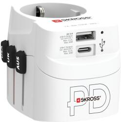 SKROSS PRO Light USB AC30PD, világutazó hálózati csatlakozó átalakító, földelt PD(gyorstöltés) (1.302473)