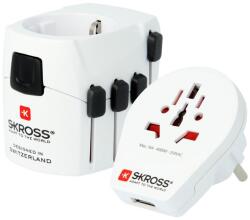 SKROSS PRO WORLD és USB a legbiztonságosabb világutazó házati csatlakozó átalakító, World to Eu, USB 2*A (1.302539)