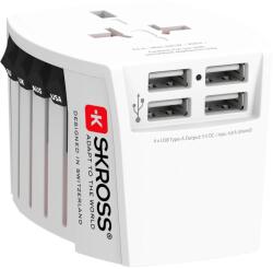 SKROSS MUV USB világutazó hálózati csatlakozó átalakító és 4* USB töltő (4 USB A) (1.302961)