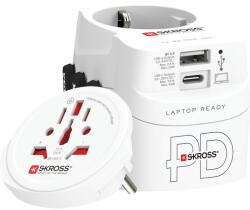 SKROSS PRO Light világutazó hálózati csatlakozó (USB-C, USB-A), PD, 45W + USB-C kábel (1.302474)