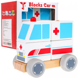 Inlea4Fun Mașină de ambulanță din lemn - Inlea4Fun BLOCKS CAR (RA-ZDR.HP-4103.KA)