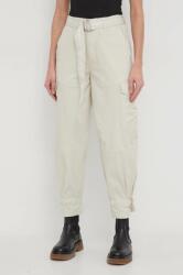 DKNY pantaloni femei, culoarea bej, fason cargo, high waist PPYH-SPD01Y_12X