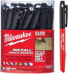 Milwaukee INKZALL vékony tartós hegyű fekete jelölő filc, 36 db / csomag | 48223100 (48223100_36)