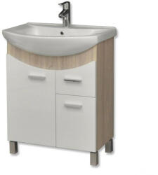 TMP cabinets ZX 75 - SONOMA - lábon álló fürdőszobabútor Sanovit Zenon 6075 porcelán mosdókagylóval 75 cm