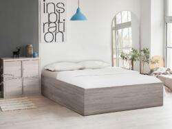 Pat BELLA 160 x 200 cm, stejar trufa Saltele: Cu saltele Somnia 18 cm, Somiera pat: Cu lamele drepte