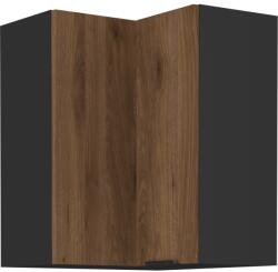 TEMPO KONDELA Dulap de colţ superior, nuc okapi/negru, MENZO 60x60 GN-72 2F