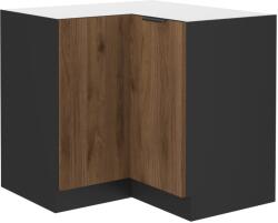 TEMPO KONDELA Dulap de colţ inferior, nuc okapi/negru, MENZO 90x90 DN 2F BB