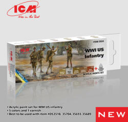 ICM Acrylic Paint Set for WWI US Infantry 6 x 12 ml (3024)