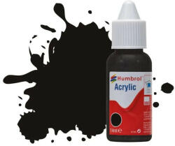 Humbrol Acrylic Paint No 201 Black Metallic, Dropper Bottle 14 ml (DB0201)