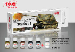 ICM Acrylic paint set for German AFV WW2 (Marder I) 6 x12 ml (3003)