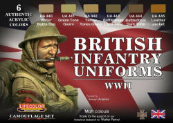 Lifecolor British Infantry Uniforms, WWII, 6 x 22 ml (CS41)