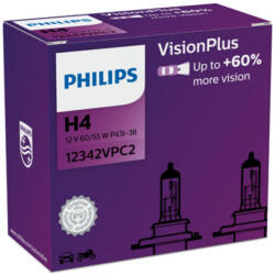 Philips Set 2 Becuri Far H4 60 55W 12V Vision Plus (Cutie) Philips (12342VPC2)