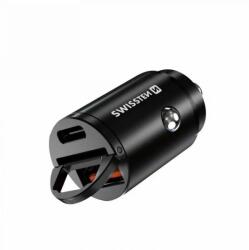 Incarcator Auto Swissten USB-C plus Super Charge 3.0 Nano 30W Negru (8595217476813)