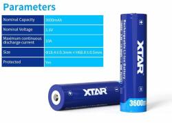XTAR Baterie reincarcabila XTAR pentru lanterne 18650 cu protectie, 3600mAh, Li-ion (XTAR-BL-CR18650-3600PCM)