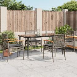vidaXL Set mobilier de grădină cu perne, 5 piese, gri, poliratan (3213613) - comfy