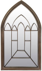 Art-Pol Csúcsíves gótikus jellegű fazettás fali tükör barna-fekete fém keretben 121x65x3cm (163774)