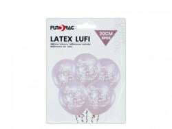 FunDrag Esküvői lufi ekrü fehér vékony mintás 30 cm, 5 db/csomag