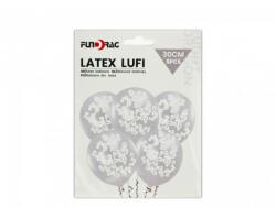 FunDrag Esküvői lufi fehér vastag mintás 30 cm, 5 db/csomag