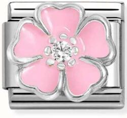 Nomination ezüst rózsaszín virág charm - 330321/14