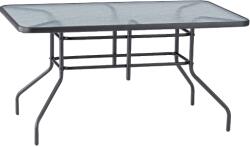 Reckmann 6 személyes 140x80x72cm acél vázú fekete kerti üvegasztal