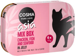 Cosma 6x170g Cosma Asia aszpikban vegyes próbacsomag nedves macskatáp 15% kedvezménnyel