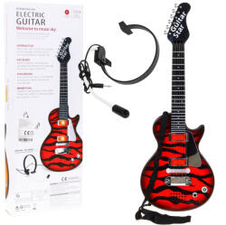 Inlea4Fun Elektromos gitár mikrofonos fejhallgatóval Inlea4Fun ELECTRIC GUITAR - Fekete/piros (RA-ZMU.HK-9080B.CR)