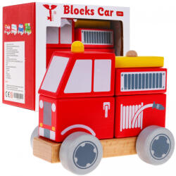 Inlea4Fun Fa játékautó tűzoltóautó Inlea4Fun BLOCKS CAR (RA-ZDR.HP-4103.ST)