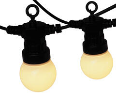 Avide Kültéri sorolható LED fényfüzér (IP44, 5 méter, 10 db opál izzó, 6 Watt) - meleg fehér, PVC kábel (AOS10LE40L-WW)