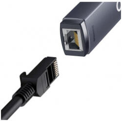 Baseus Adaptor placa de retea Baseus Lite WKQX000313 USB Type-C - RJ-45 Gigabit LAN metalic LED gri (WKQX000313)