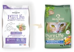  Flatazor Pro-Nutrition Pure Life Cat Adult 8+ Sterilized 8kg + Ajándék 12x85g Alutasokos Multi