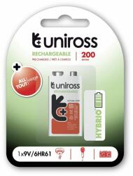 Uniross HYBRIO 9V Ni-MH akkumulátor, hasáb, 200 mAh, 1 db/bliszter (UH19V200)