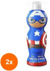 Air Val Set 2 x Gel de Dus si Sampon pentru Copii Captain America, Figurina 1D, 400 ml (ROC-2xAIRVAL00106)