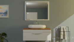 TMP cabinets MOON 90 cm fehér - natúr dió - függesztett fürdőszobabútor mosdó nélkül - TOP COUNTER mosdókhoz