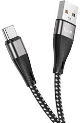 USB töltő- és adatkábel, USB Type-C, 100 cm, 3000 mA, törésgátlóval, gyorstöltés, PD, cipőfűző minta, Hoco X57 Blessing, fekete