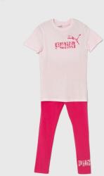 PUMA gyerek pamut melegítő szett ANIMAL & Leggings Set G rózsaszín - rózsaszín 140