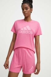 adidas rövidnadrág női, rózsaszín, mintás, magas derekú, IS3903 - rózsaszín S