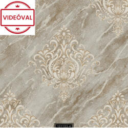 Ravena Yazmin barna-szürke márvány alapon drapp klasszikus mintás luxus tapéta 101103-4