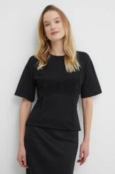 Sisley pamut póló női, fekete - fekete S - answear - 19 990 Ft