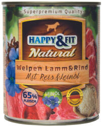 Happy&Fit Natural Junior konzerv bárány & marha, rizs & lenololaj 800g