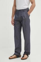 Pepe Jeans nadrág RELAXED PLEATED LINEN PANTS férfi, szürke, chino, PM211700 - szürke 33