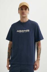 Abercrombie & Fitch pamut póló sötétkék, férfi, nyomott mintás - sötétkék L