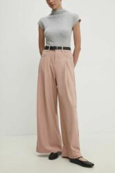 Answear Lab nadrág női, rózsaszín, magas derekú széles - rózsaszín L