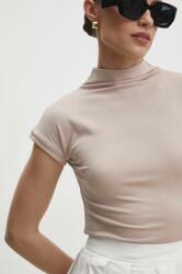 Answear Lab t-shirt női, félgarbó nyakú, bézs - bézs M