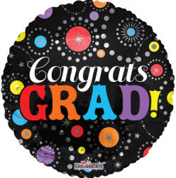 Conver Fólia lufi, mini forma, congrats, gömb, fekete pöttyös