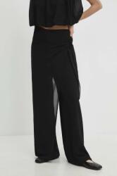 Answear Lab nadrág női, fekete, magas derekú széles - fekete S - answear - 31 990 Ft