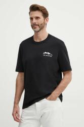 Sisley pamut póló fekete, férfi, nyomott mintás - fekete L - answear - 12 990 Ft