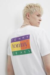 Tommy Jeans pamut póló fehér, férfi, nyomott mintás, DM0DM19171 - fehér L