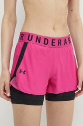 Under Armour edzős rövidnadrág női, rózsaszín, nyomott mintás, magas derekú - rózsaszín S