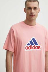Adidas pamut póló rózsaszín, férfi, nyomott mintás, IS8342 - rózsaszín XXL