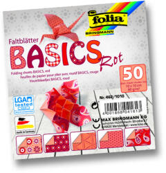  Folia origami papír "basics" 10x10cm piros 50ív (F462-1010)